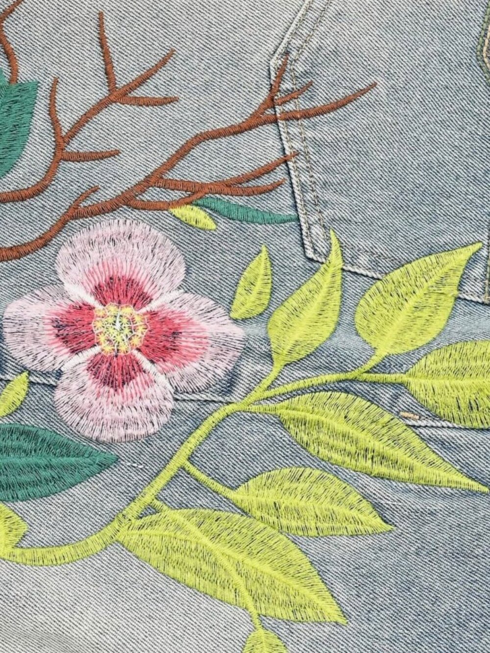 Unisex VeryRare Sakura Pants Jeans Size M L XL Blue Embroidered Cherry Blossom - Picture 11 of 17
